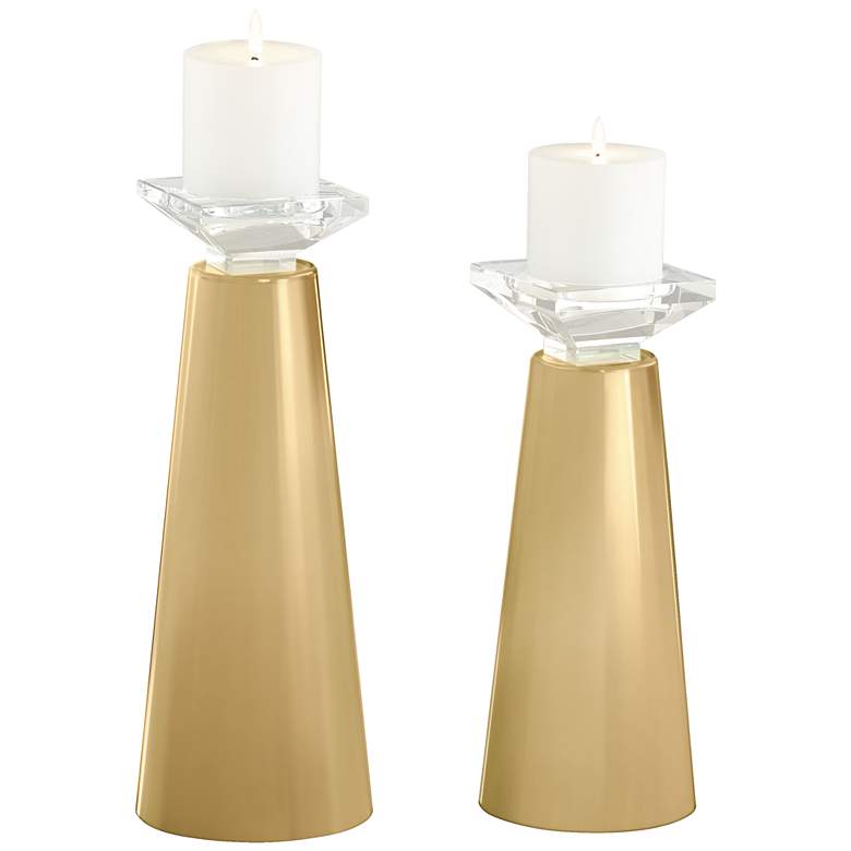Image 2 Meghan Humble Gold Glass Pillar Candle Holders Set of 2