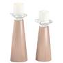 Meghan Italian Coral Glass Pillar Candle Holder Set of 2