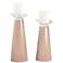 Meghan Italian Coral Glass Pillar Candle Holder Set of 2