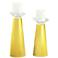 Meghan Lemon Twist Yellow Glass Pillar Candle Holders Set of 2