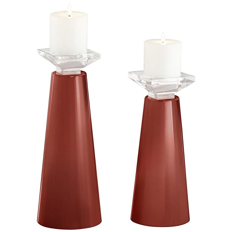 Image 2 Meghan Madeira Glass Pillar Candle Holder Set of 2