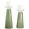 Meghan Majolica Green Glass Pillar Candle Holder Set of 2