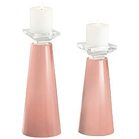 Image2 of Meghan Mellow Coral Glass Pillar Candle Holder Set of 2