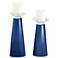 Meghan Monaco Blue Glass Pillar Candle Holders Set of 2
