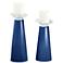 Meghan Monaco Blue Glass Pillar Candle Holders Set of 2