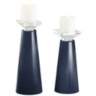 Meghan Naval Glass Pillar Candle Holders Set of 2
