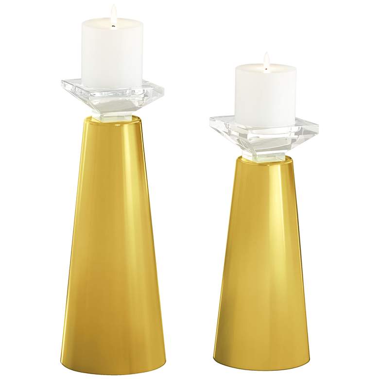 Meghan Nugget Glass Pillar Candle Holders Set of 2
