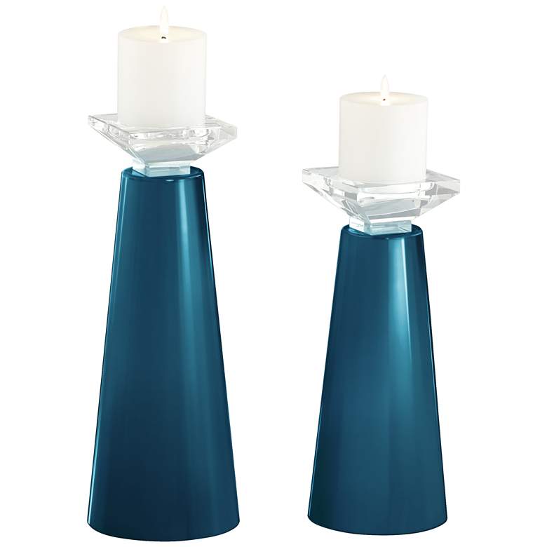 Image 2 Meghan Oceanside Glass Pillar Candle Holder Set of 2