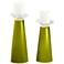 Meghan Olive Green Glass Pillar Candle Holder Set of 2