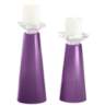 Meghan Passionate Purple Glass Pillar Candle Holder Set of 2