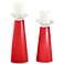 Meghan Poppy Red Glass Pillar Candle Holder Set of 2