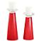 Meghan Poppy Red Glass Pillar Candle Holder Set of 2