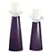 Meghan Quixotic Plum Glass Pillar Candle Holder Set of 2