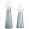 Meghan Rain Gray Blue Glass Pillar Candle Holder Set of 2
