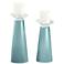 Meghan Raindrop Blue Glass Pillar Candle Holders Set of 2