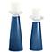 Meghan Regatta Blue Glass Pillar Candle Holder Set of 2