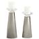 Meghan Requisite Gray Glass Pillar Candle Holders Set of 2