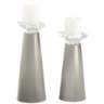 Meghan Requisite Gray Glass Pillar Candle Holders Set of 2