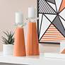 Meghan Robust Orange Glass Pillar Candle Holder Set of 2