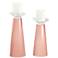 Meghan Rose Pink Glass Pillar Candle Holder Set of 2
