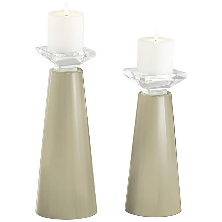 Image 2 Meghan Sage Glass Pillar Candle Holder Set of 2