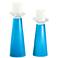 Meghan Sky Blue Glass Pillar Candle Holder Set of 2