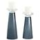 Meghan Smoky Blue Glass Pillar Candle Holders Set of 2