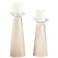 Meghan Steamed Milk White Glass Pillar Candle Holder Set of 2