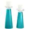 Meghan Surfer Blue Glass Pillar Candle Holder Set of 2