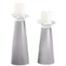 Meghan Swanky Gray Glass Pillar Candle Holder Set of 2