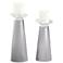 Meghan Swanky Gray Glass Pillar Candle Holder Set of 2