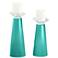 Meghan Synergy Blue Glass Pillar Candle Holder Set of 2