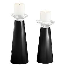 Image2 of Meghan Tricorn Black Glass Pillar Candle Holders Set of 2