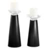 Meghan Tricorn Black Glass Pillar Candle Holders Set of 2