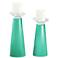 Meghan Turquoise Glass Pillar Candle Holder Set of 2