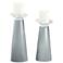 Meghan Uncertain Gray Glass Pillar Candle Holder Set of 2