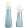 Meghan Vast Sky Blue Glass Pillar Candle Holder Set of 2