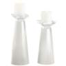 Meghan Winter White Glass Pillar Candle Holder Set of 2