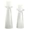 Meghan Winter White Glass Pillar Candle Holder Set of 2