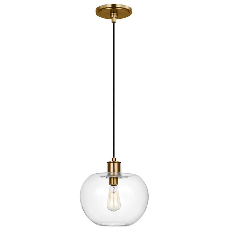 Image 1 Mela 12 1/2"W Burnished Brass Pendant Light w/ Glass Shade