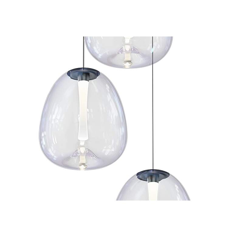 Image 2 Mela 20"W 3-Light Black LED Pendant w/ Dichroic Glass Shade more views