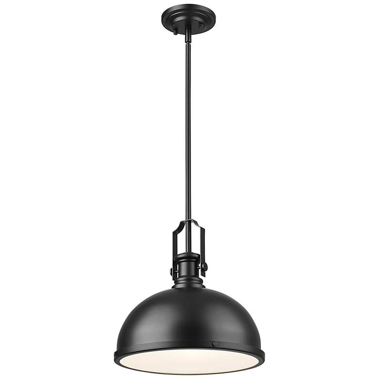 Image 1 Melange 13 1/4" Wide Matte Black Dome Pendant Light