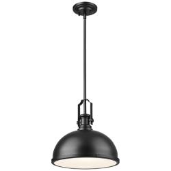 Melange 13 1/4" Wide Matte Black Dome Pendant Light