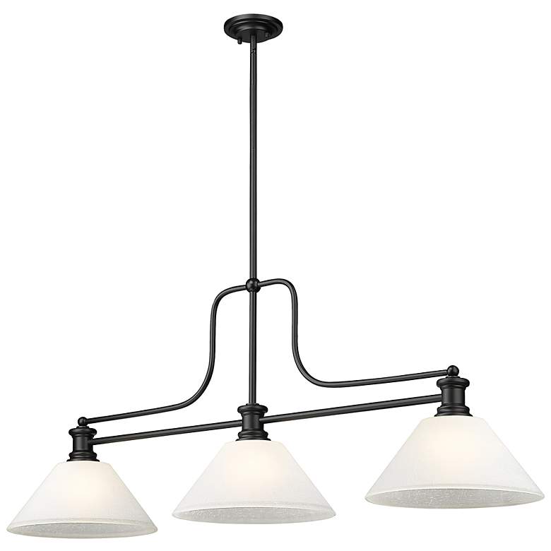 Image 1 Melange 14" Wide Matte Black 3-Light Billiard Pendant