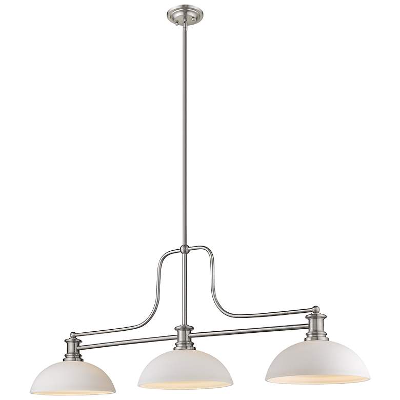Image 1 Melange 52" Wide Brushed Nickel 3-Light Billiard Pendant