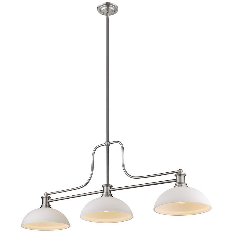 Image 2 Melange 52" Wide Brushed Nickel 3-Light Billiard Pendant more views