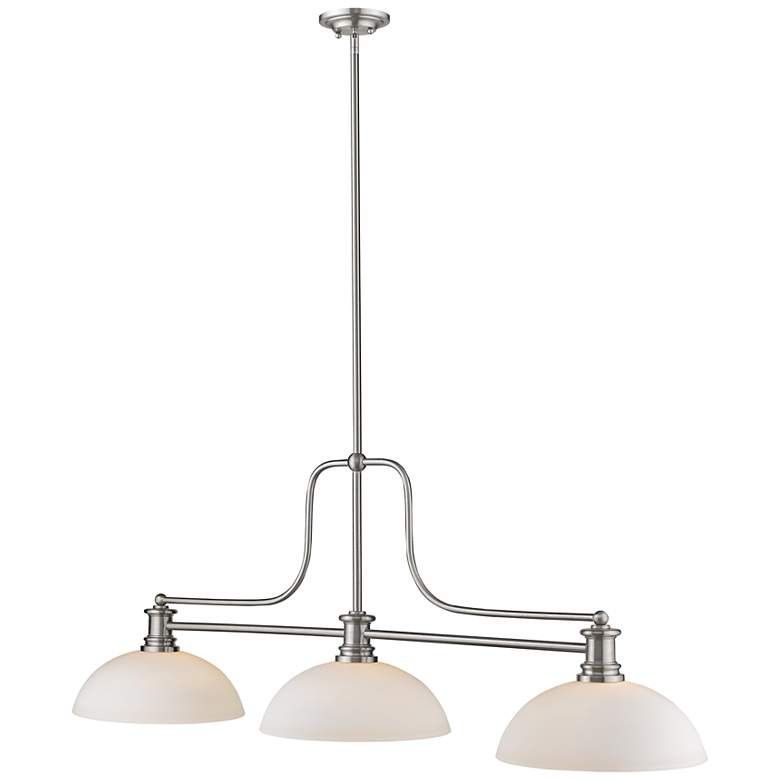 Image 3 Melange 52" Wide Brushed Nickel 3-Light Billiard Pendant more views