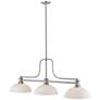 3_Melange 52" Wide Brushed Nickel 3-Light Billiard Pendant more views