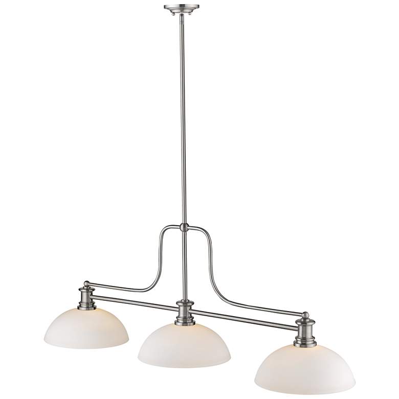 Image 4 Melange 52" Wide Brushed Nickel 3-Light Billiard Pendant more views