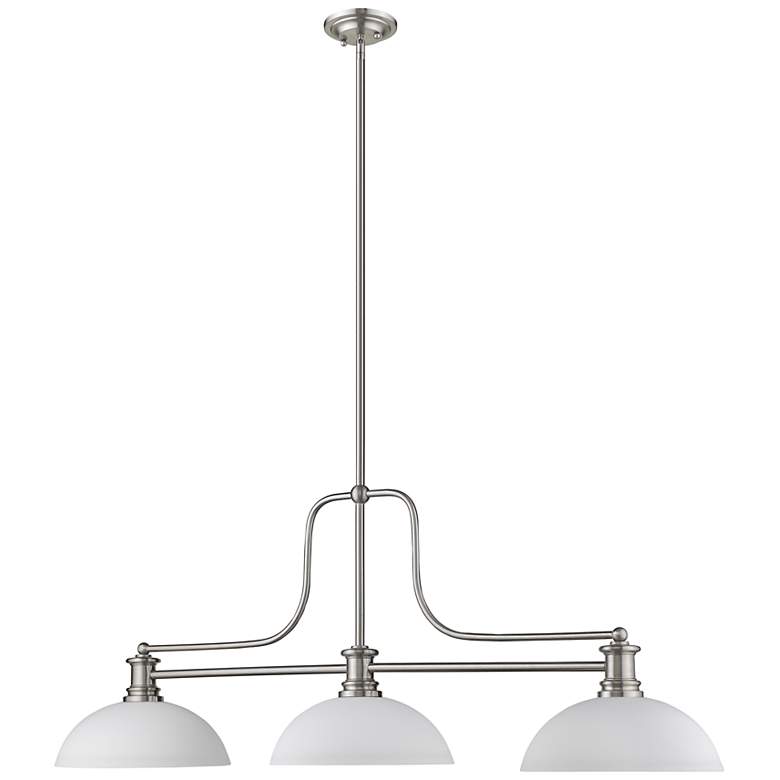 Image 5 Melange 52" Wide Brushed Nickel 3-Light Billiard Pendant more views
